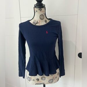 Ralph Lauren Girls Navy Blue Long Sleeve Shirt - Size 12